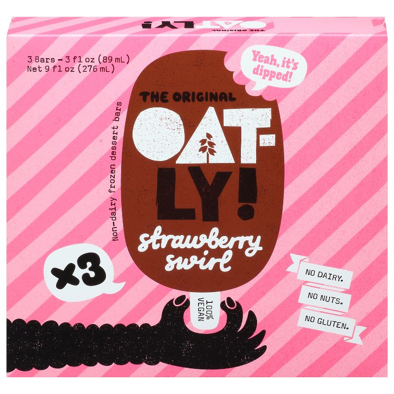 Oatly! Strawberry Swirl Non-Dairy Frozen Dessert Bar - 9oz/3ct, 1 of 7