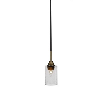 Toltec Lighting Paramount 1 - Light Pendant in  Matte Black/Brass with 4" Clear Bubble Shade
