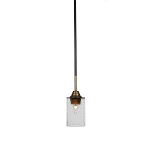 Toltec Lighting Paramount 1 - Light Pendant in  Matte Black/Brass with 4" Clear Bubble Shade - 1 of 1