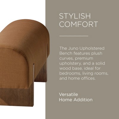 Juno 48'' Brown Upholstered Wooden Bench with Padded Seat