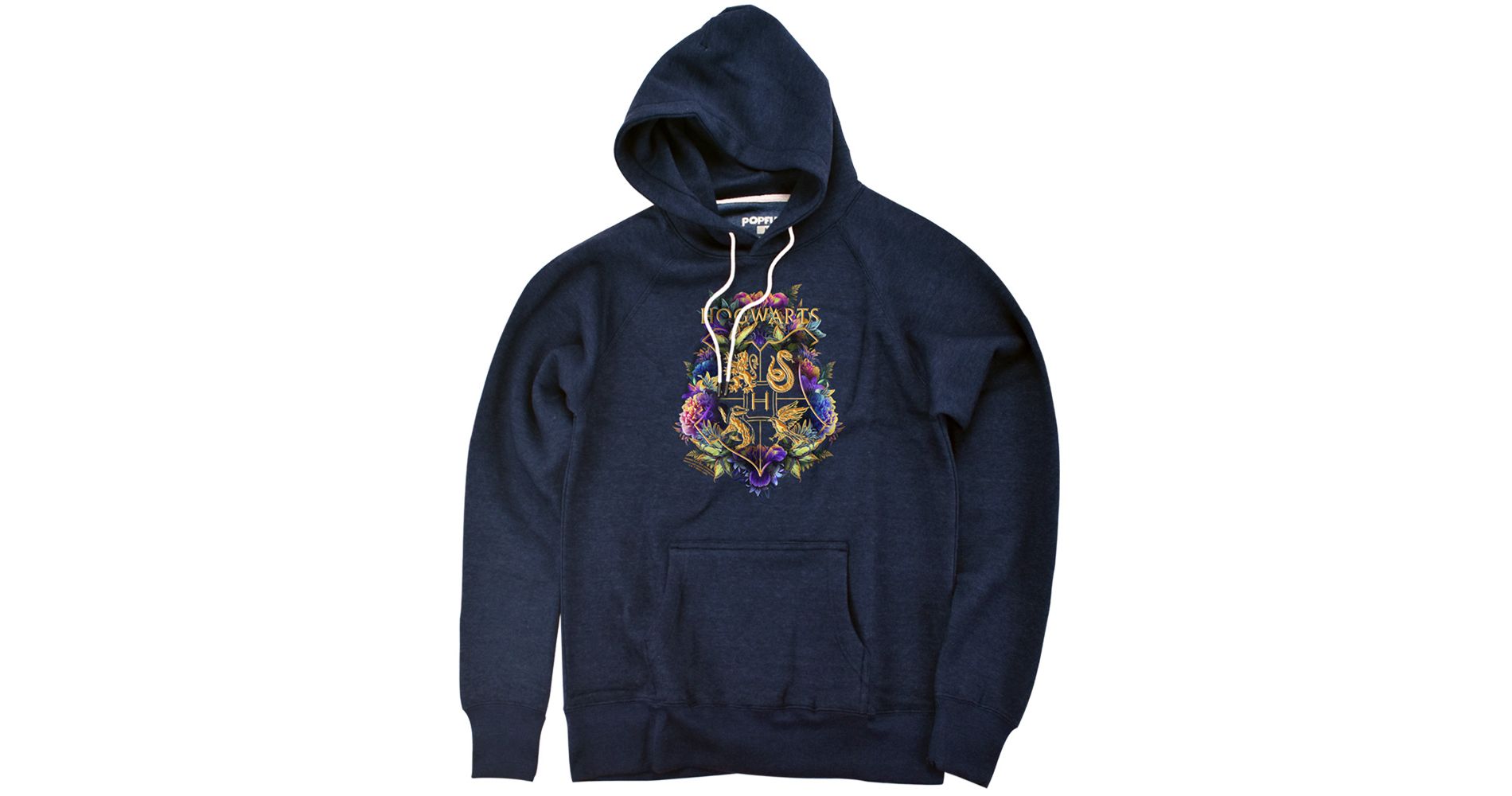 Harry Potter Hogwarts Floral Crest Slim Fit Pullover Hoodie