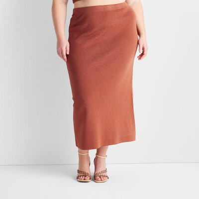 Photo 1 of Size 2XL Women's Metallic Ribbed-Knit Midi Skirt - Future Collective™ with Jenny K. Lopez