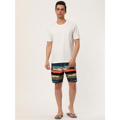 Lars Amadeus Men's Summer Drawstring Waist Contrast Color Printed Swim Shorts 2 Pack Brown/Red 36 — фото 3