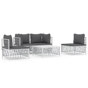 vidaXL Modern Patio Lounge Set with Cushions - 5-Piece, White Steel, Comfortable Seating, Modular Design, Weatherproof Cover Recommended - 1 of 4