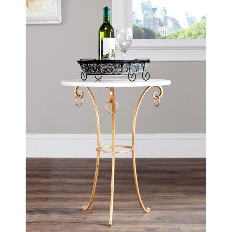 Tamara Ringed Round Top Gold Accent Table - Gold/White - Safavieh., 2 of 9