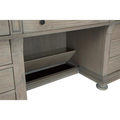 Gray Wood Executive Desk with Filing Cabinet and Drawers