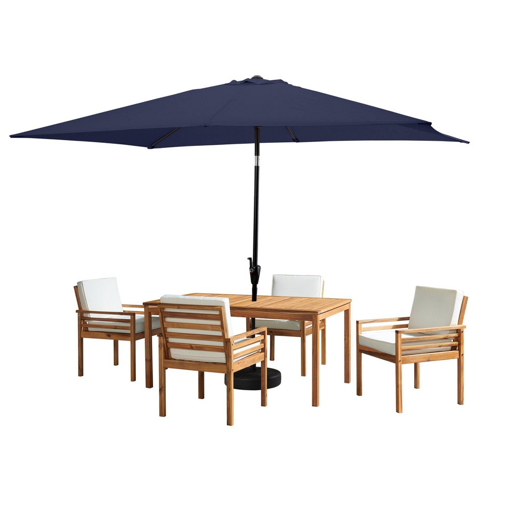 Photos - Dining Table Alaterre Furniture 6pc Outdoor Patio Dining Set, Okemo Table with 10' Rectangular Umbrella Navy