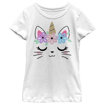 Girl's Lost Gods Kitty Unicorn with Flower Crown T-Shirt