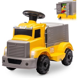 6V Ride on Truck, Kids Electric Car with Under Seat Storage, Music, 2 Headlights and 5 LED Lights - 1 of 4