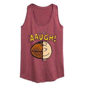 Women's - Peanuts - C Brown Half Football Head Graphic Racerback Tank - 1 of 4
