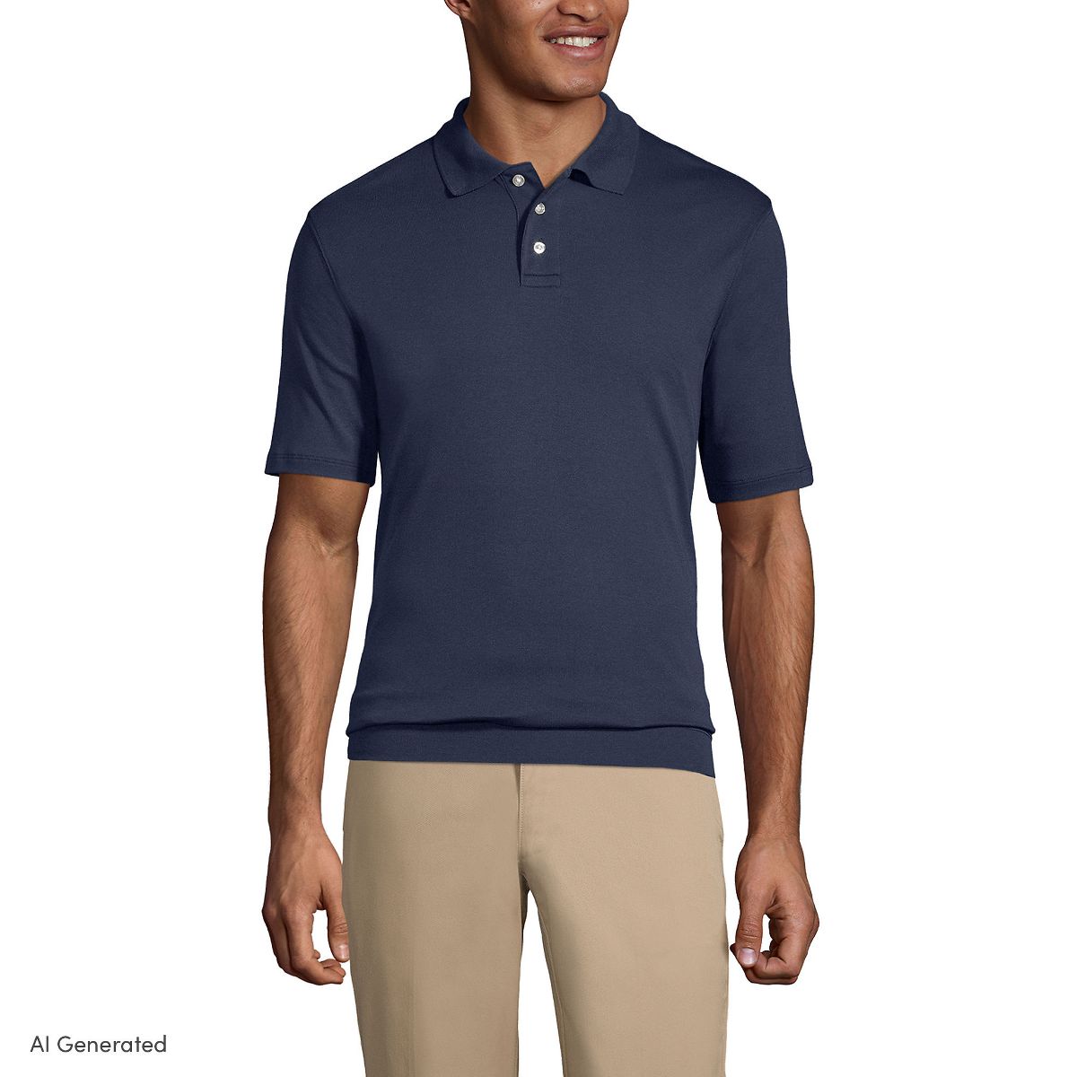 Lands' End School Uniform Men's Short Sleeve Banded Bottom Polo Shirt