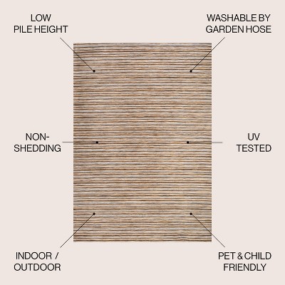 Heathered Stripes Brown/Natural 8' x 10' Synthetic Easy-Care Area Rug