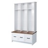 HDZNVF Modern Hall Tree with Entryway Bench, 3 Shelves and Drawers, White - 3 of 4