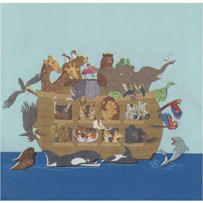 Blue Panda 150-Pack Disposable Paper Napkins Noah's Ark Party Supplies 6.5"x6.5", Blue