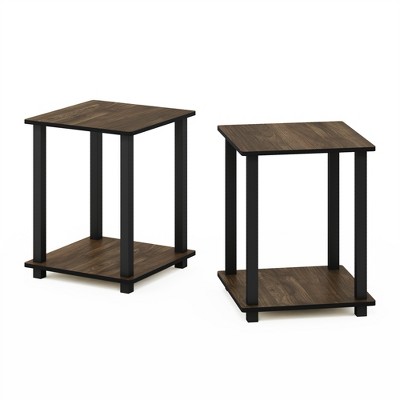 Furinno Simplistic End Table, Set of Two, Columbia Walnut/Black