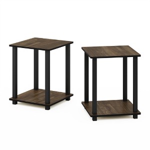 Furinno Simplistic End Table, Set of Two, Columbia Walnut/Black - 1 of 1