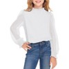 Arshiner Girls Long Sleeve Shirts Chiffon Blouses Swiss Dot Frill Neck Casual Loose Cute Top Tee - 3 of 4