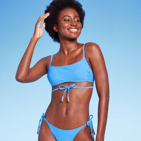 Women's Beaded Wrap Bralette Bikini Top - Wild Fable™ Bright Blue