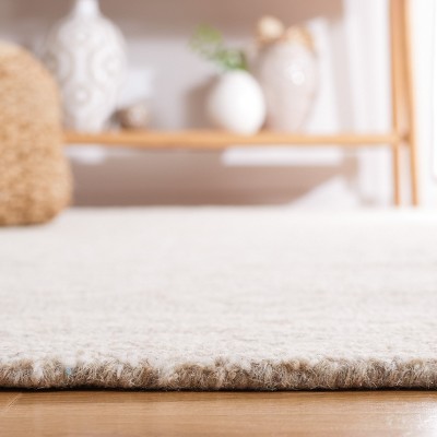 Elegant Ivory Tufted Wool Rectangular Rug, Handmade Non-Slip Design