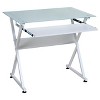Ultramodern Glass Computer Desk, Pull-Out Keyboard, Steel Frame - OneSpace - image 2 of 4