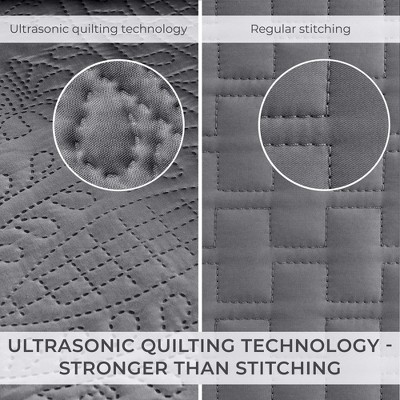 Gray Twin Reversible Microfiber Bedspread Coverlet Set