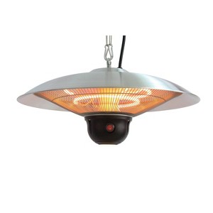 Infrared Electric Hanging LED Outdoor Heater - Silver - EnerG+: 360° Radiant Heat, Remote, IPX4 Rated, 1500W - 1 of 4