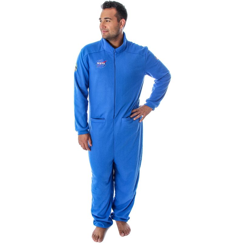 NASA Men's Space Shuttle Astronaut Costume One Piece Pajama Union Suit Blue, 1 of 7
