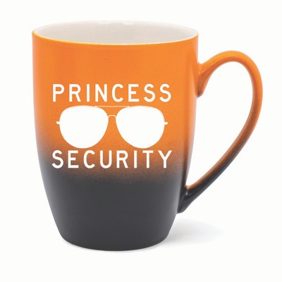 Elanze Designs Princess Security Two Toned Ombre Matte 10 ounce New Bone China Coffee Tea Cup Mug, Orange and Black