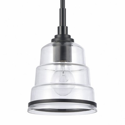Boyer Transitional Mini Pendant with Clear Glass in Matte Black