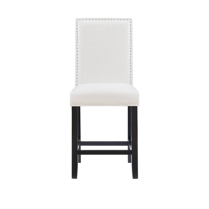 24&#34; Stewart Padded Back and Seat Faux Leather Upholstered Counter Height Barstool - Glitz White - Linon, 3 of 11