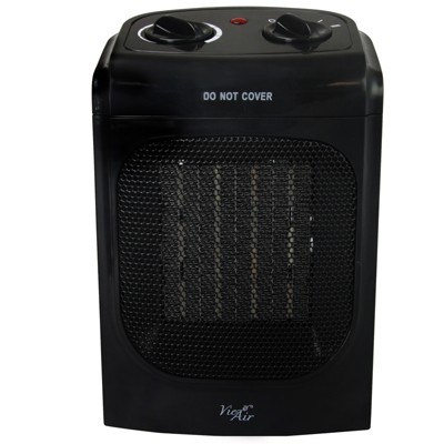 Vie Air 1500W Portable 2 Settings Home Black Ceramic Heater with Adjustable Thermostat