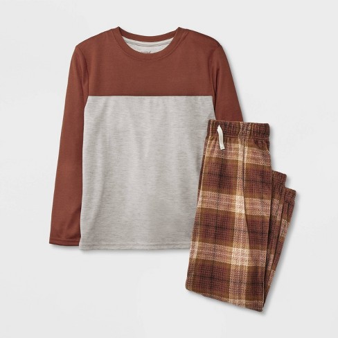Boys' 2pc Long Sleeve Colorblock Pajama Set - Cat & Jack™ Rust M : Target
