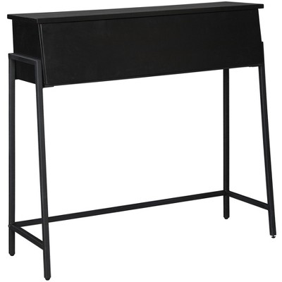 Black Wood Transitional Writing Desk with Drawers