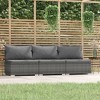vidaXL Three-Seat Patio Sofa with Waterproof Poly Rattan in Gray - Comfortable Outdoor Seating with Cushions and Durable Powder-Coated Steel Frame - 2 of 4