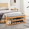Costway Shoe Rack Entryway 3-Tier Bamboo Shoe Bench Organizer W/Cushion Modern Stool - 4 of 4