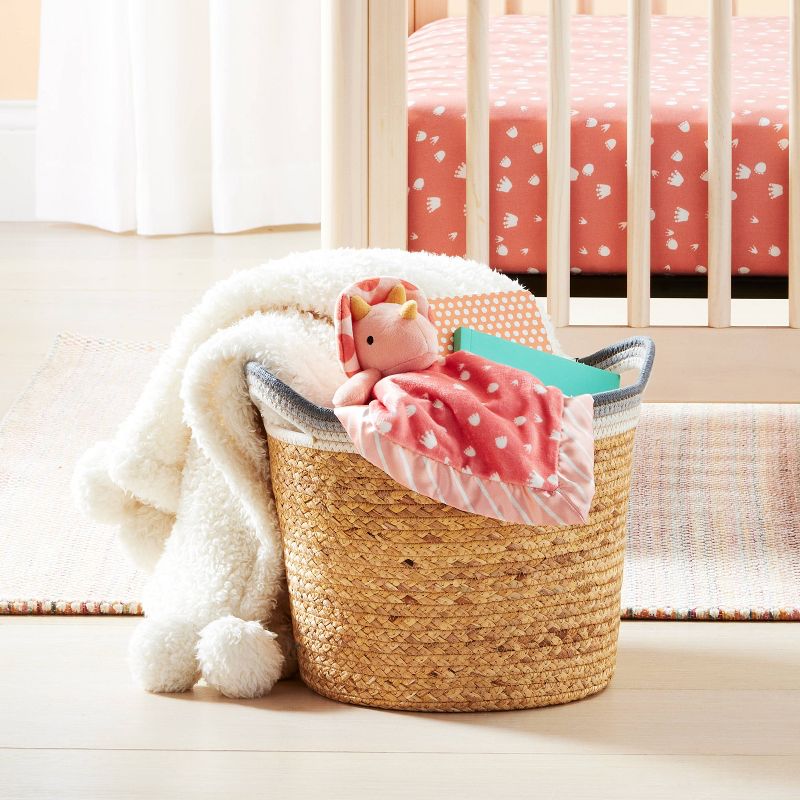 Braided Water Hyacinth Tapered Floor Basket with Coiled Rope Handles - Gray - Cloud Island&#8482;, 3 of 6