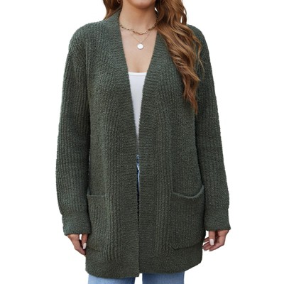 Snuggle Sac Women’s Open Front Cardigan with Pockets Soft Long Sleeve Knit Sweater for All Seasons