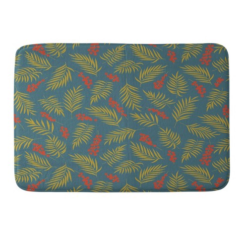 Bath Mat Rug-Thin Quick Dry - 16x 24 - Blue Leaf