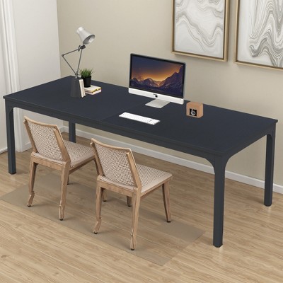 Lirago Rectangle Office Dining Table 78.7" Large Desktop Sturdy MDF Board Heavy Duty Iron Pipe Legs Industrial Style Black
