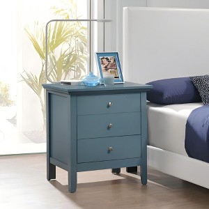 ORRD Casual Teal Nightstand, No Assembly Needed Bedside Table with Drawer, Ready to Use Storage for Bedroom, Modern Accent Furniture - 1 of 4