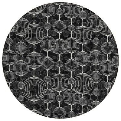 Black Charcoal And Ivory Geometric Washable Indoor Outdoor Area Rug