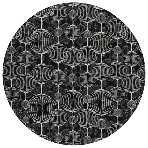 Black Charcoal And Ivory Geometric Washable Indoor Outdoor Area Rug - 1 of 4