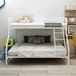 TiramisuBest Black Twin over Twin Metal Bunk Bed - Ideal for Kids and Adults, Low-Profile Design with Ladder and Guardrails for Climbing - 1 of 4