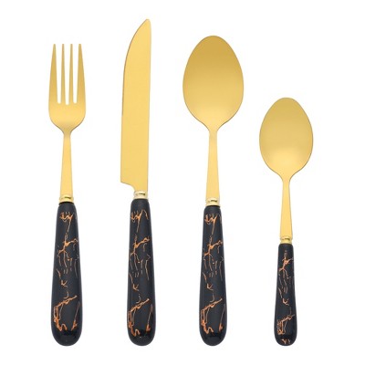 REGALWOVEN Stainless Steel Floral Flatware Set Silverware Set for 6 24 Piece