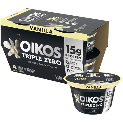 Oikos Triple Zero Vanilla Greek Yogurt - 4ct/5.3oz Cups