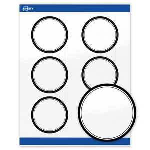 Avery Printable Round Labels, Double Black Border, 3" Diameter, Glossy White Round Labels, Permanent, Laser/Inkjet, 60ct, Great for Product Labels - 1 of 4