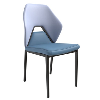 LeisureMod Eclat Modern Dining Chair Upholstered in Leather with Iron Legs
