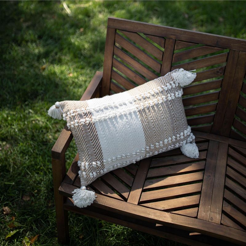 14x22 Inches Hand Woven Brown Polyester with Polyester Fill Pillow - Foreside Home & Garden, 5 of 6