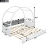 Twin Size Bed, Stretchable Vaulted Roof Platform Bed With Trundle, Pine Wood House-Shaped Bed Frame With Headboard, Guardrails, Support Slats - 4 of 4