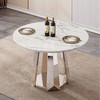 PAGED 46.85" Dining Table, Round Kitchen Table with Faux Marble Tabletop and Stainless Steel Base, Coffee Table for Kitchen Dining - 2 of 4
